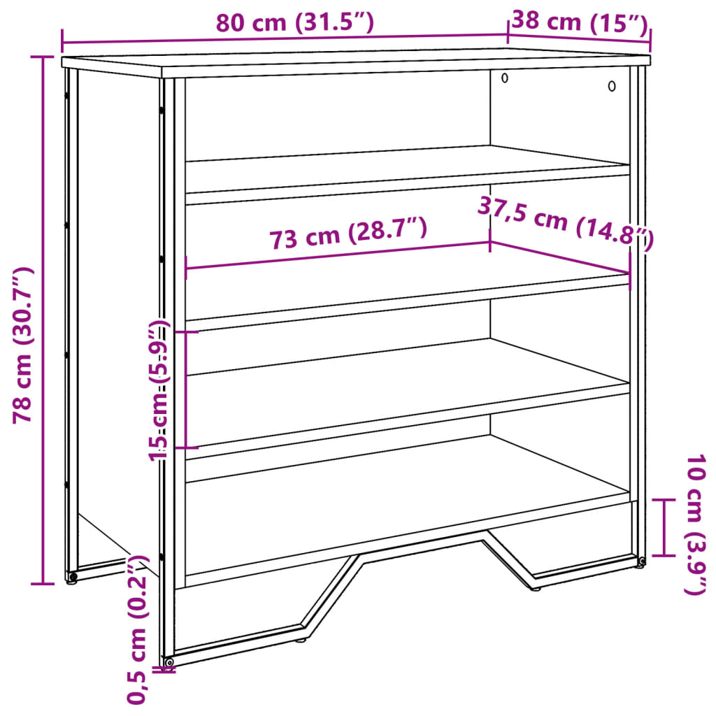 Schoenenkast 80x38x78 cm bewerkt hout zwart - AllerleiShop