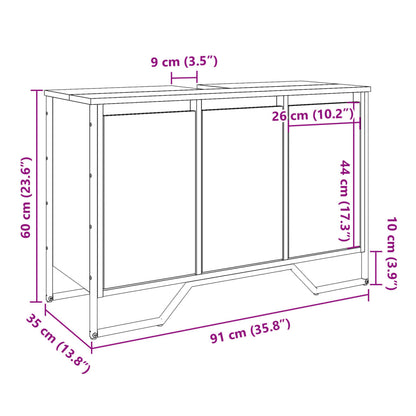 Wastafelkast 91x35x60 cm bewerkt hout zwart - AllerleiShop