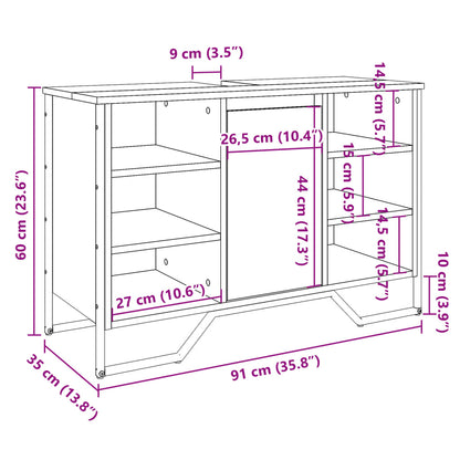 Wastafelkast 91x35x60 cm bewerkt hout zwart - AllerleiShop