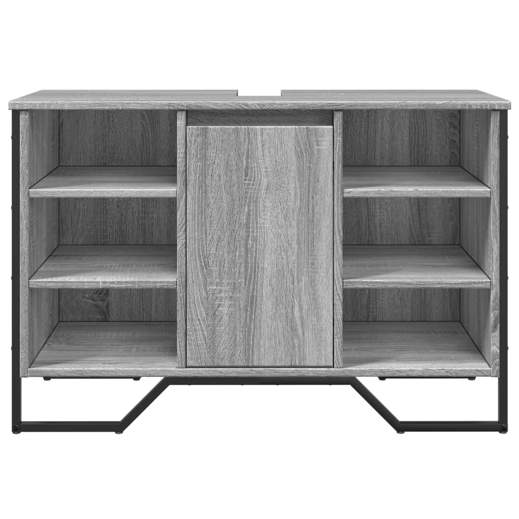 Wastafelkast 91x35x60 cm bewerkt hout grijs sonoma eikenkleurig - AllerleiShop