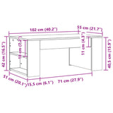 Salontafel 102x55x42 cm bewerkt hout betongrijs