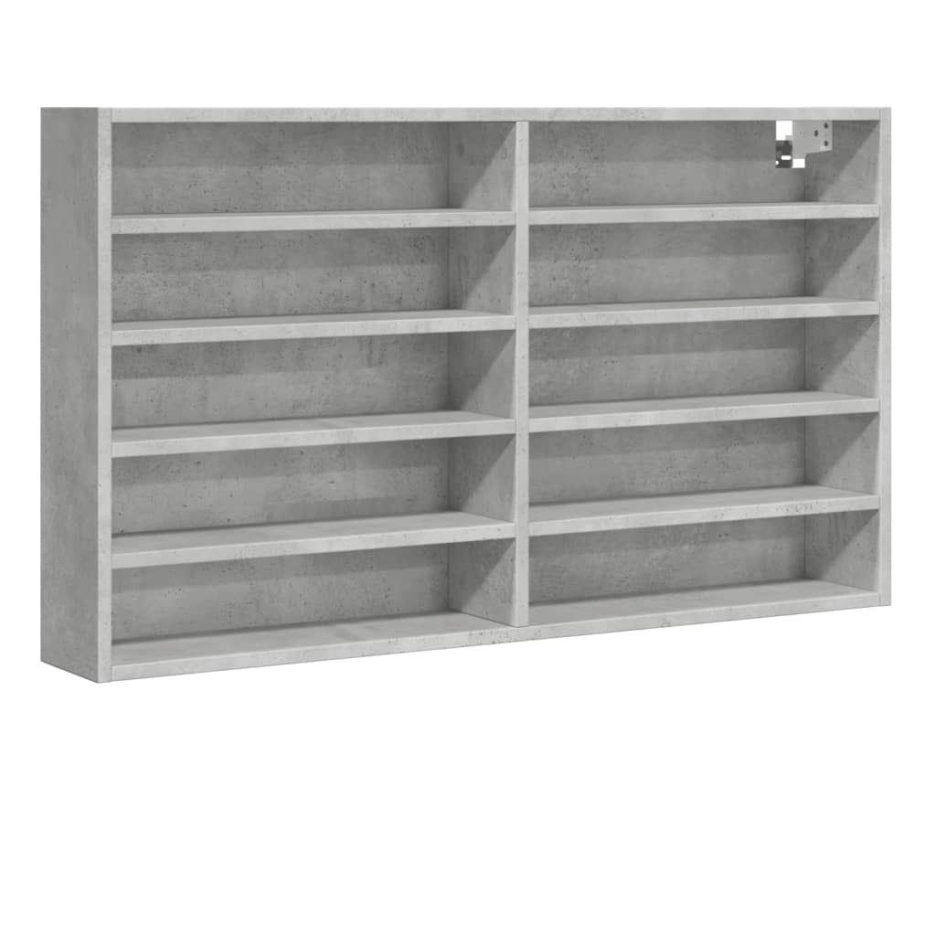 Vitrinekast 100x15x58 cm bewerkt hout betongrijs - AllerleiShop