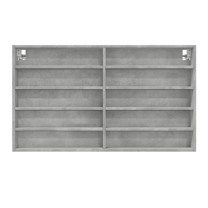 Vitrinekast 100x15x58 cm bewerkt hout betongrijs - AllerleiShop