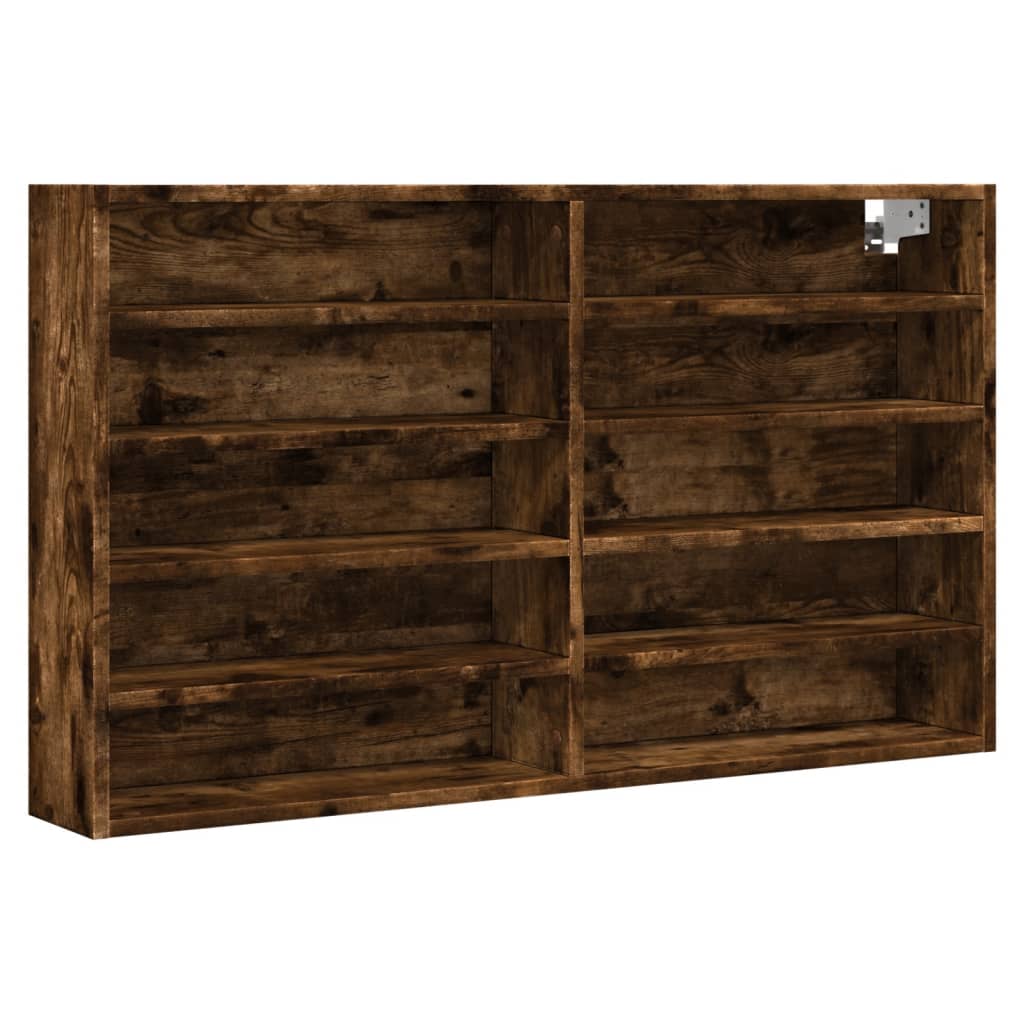 Vitrinekast 100x15x58 cm bewerkt hout gerookt eikenkleurig - AllerleiShop