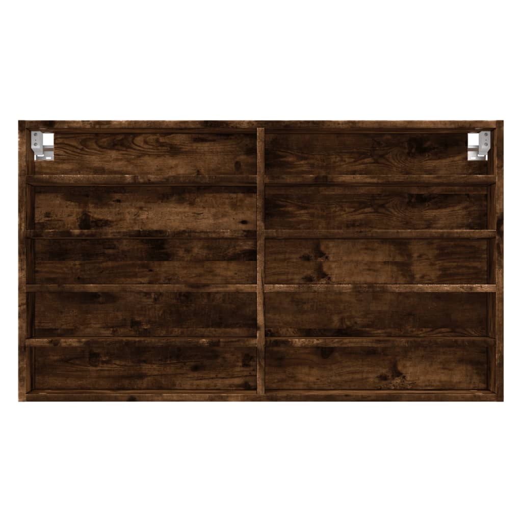 Vitrinekast 100x15x58 cm bewerkt hout gerookt eikenkleurig - AllerleiShop