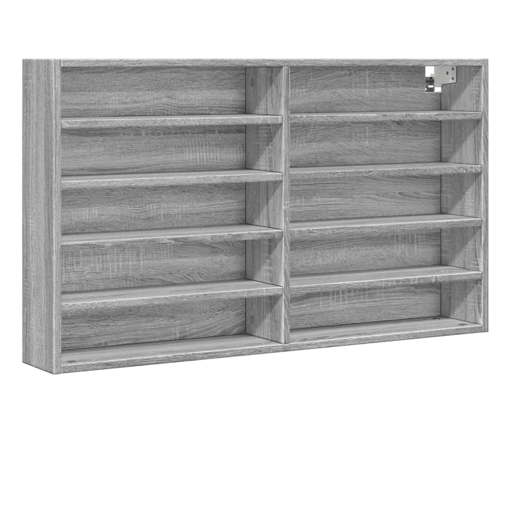 Vitrinekast 100x15x58 cm bewerkt hout grijs sonoma eikenkleurig - AllerleiShop