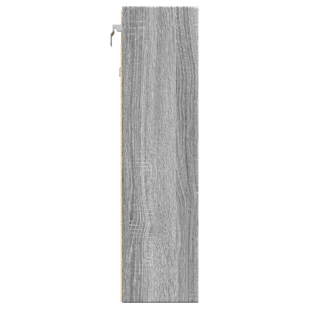 Vitrinekast 100x15x58 cm bewerkt hout grijs sonoma eikenkleurig - AllerleiShop