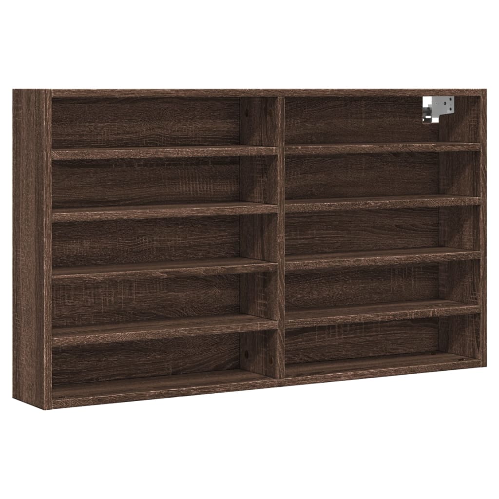 Vitrinekast 100x15x58 cm bewerkt hout bruin eikenkleurig - AllerleiShop