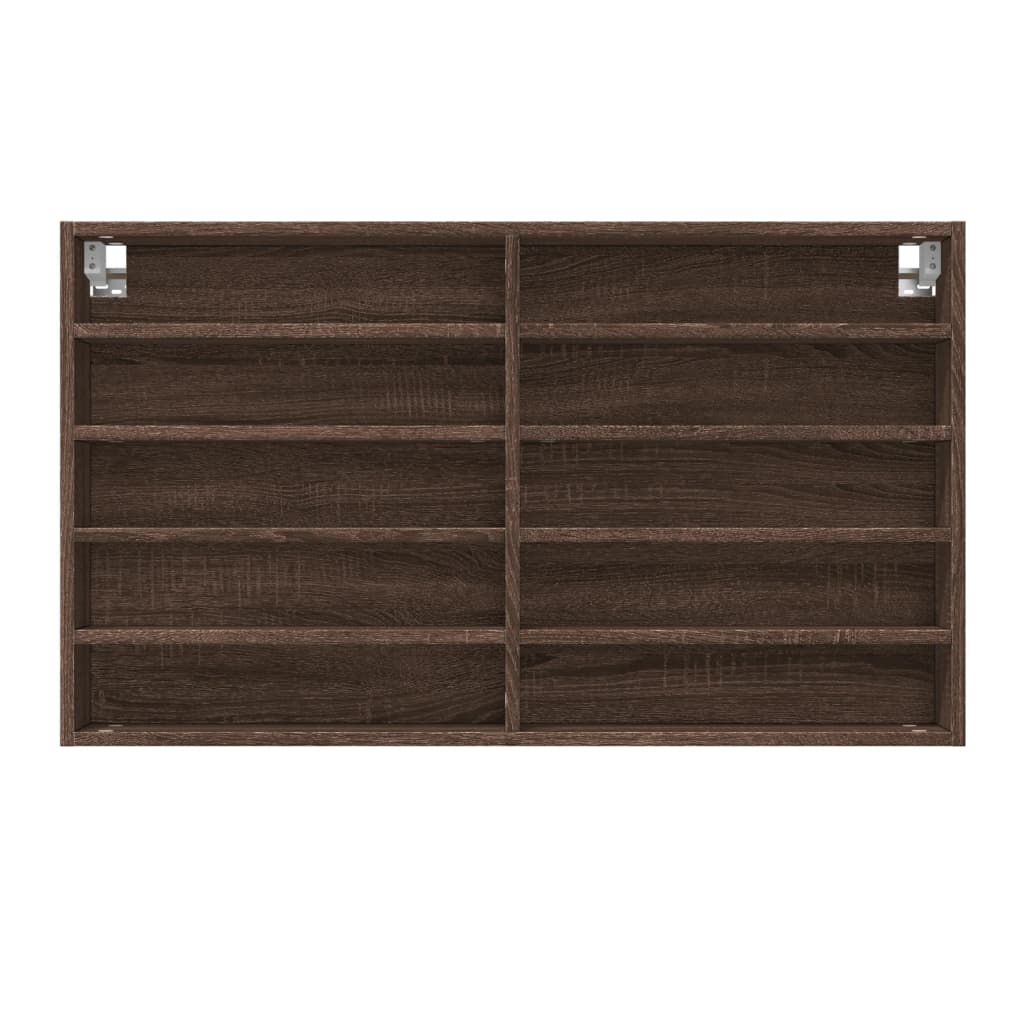 Vitrinekast 100x15x58 cm bewerkt hout bruin eikenkleurig - AllerleiShop