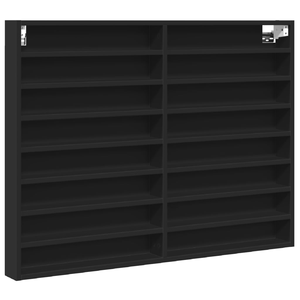 Vitrinekast 100x8,5x75 cm bewerkt hout zwart - AllerleiShop