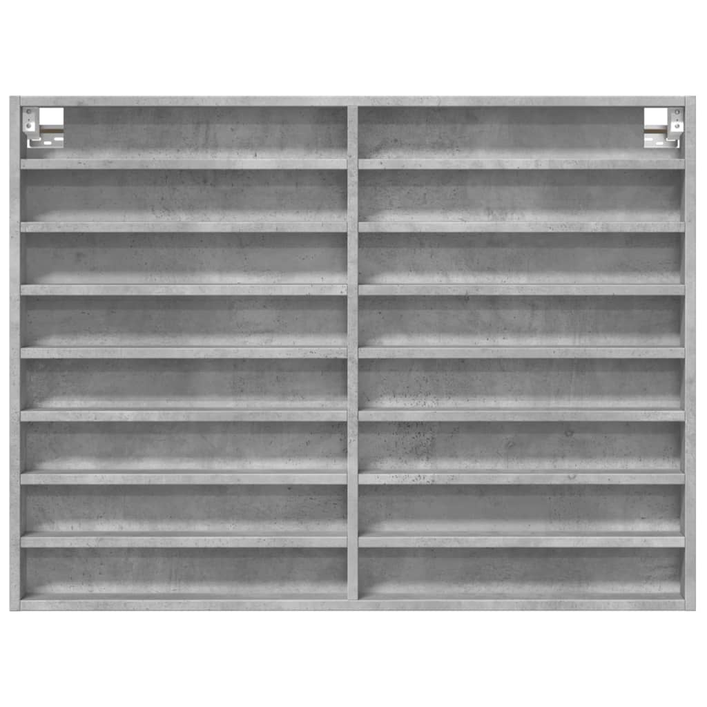 Vitrinekast 100x8,5x75 cm bewerkt hout betongrijs - AllerleiShop