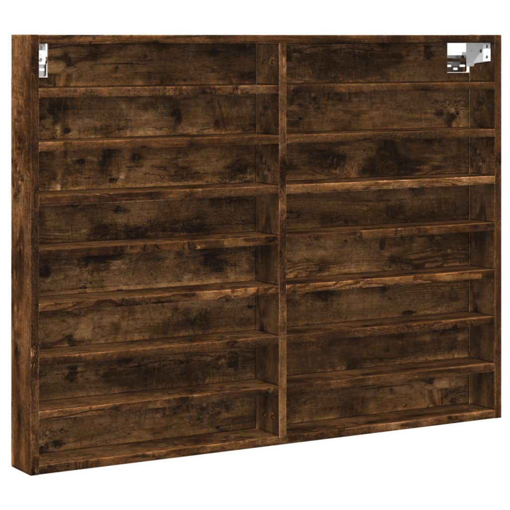 Vitrinekast 100x8,5x75 cm bewerkt hout gerookt eikenkleurig - AllerleiShop