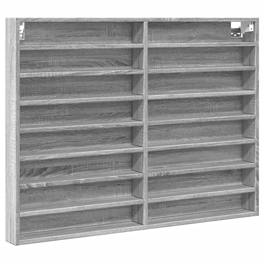 Vitrinekast 100x8,5x75 cm bewerkt hout grijs sonoma eikenkleur - AllerleiShop