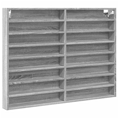 Vitrinekast 100x8,5x75 cm bewerkt hout grijs sonoma eikenkleur - AllerleiShop