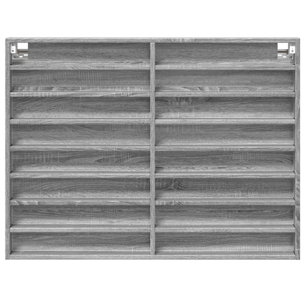 Vitrinekast 100x8,5x75 cm bewerkt hout grijs sonoma eikenkleur - AllerleiShop