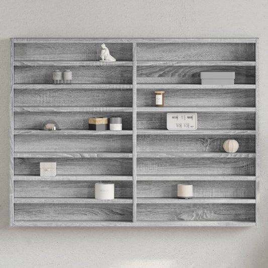 Vitrinekast 100x8,5x75 cm bewerkt hout grijs sonoma eikenkleur - AllerleiShop