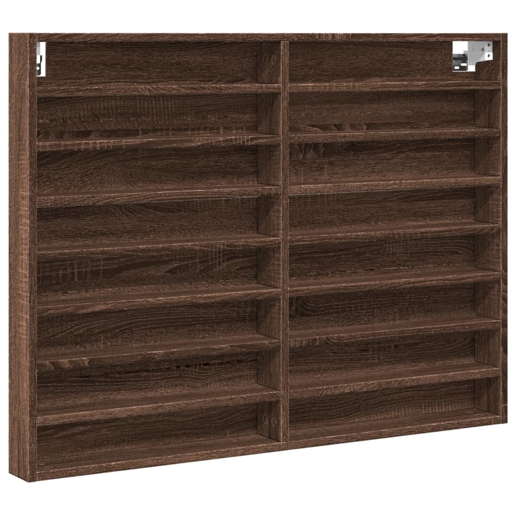 Vitrinekast 100x8,5x75 cm bewerkt hout bruin eikenkleur - AllerleiShop