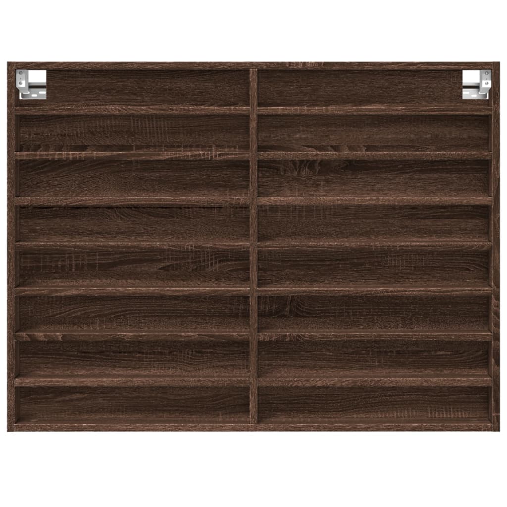 Vitrinekast 100x8,5x75 cm bewerkt hout bruin eikenkleur - AllerleiShop