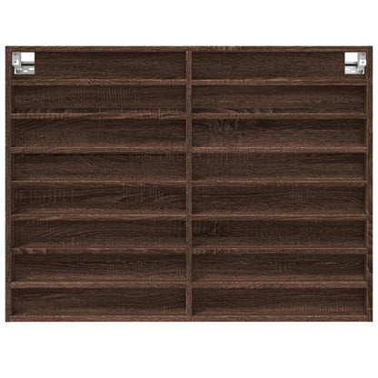 Vitrinekast 100x8,5x75 cm bewerkt hout bruin eikenkleur - AllerleiShop