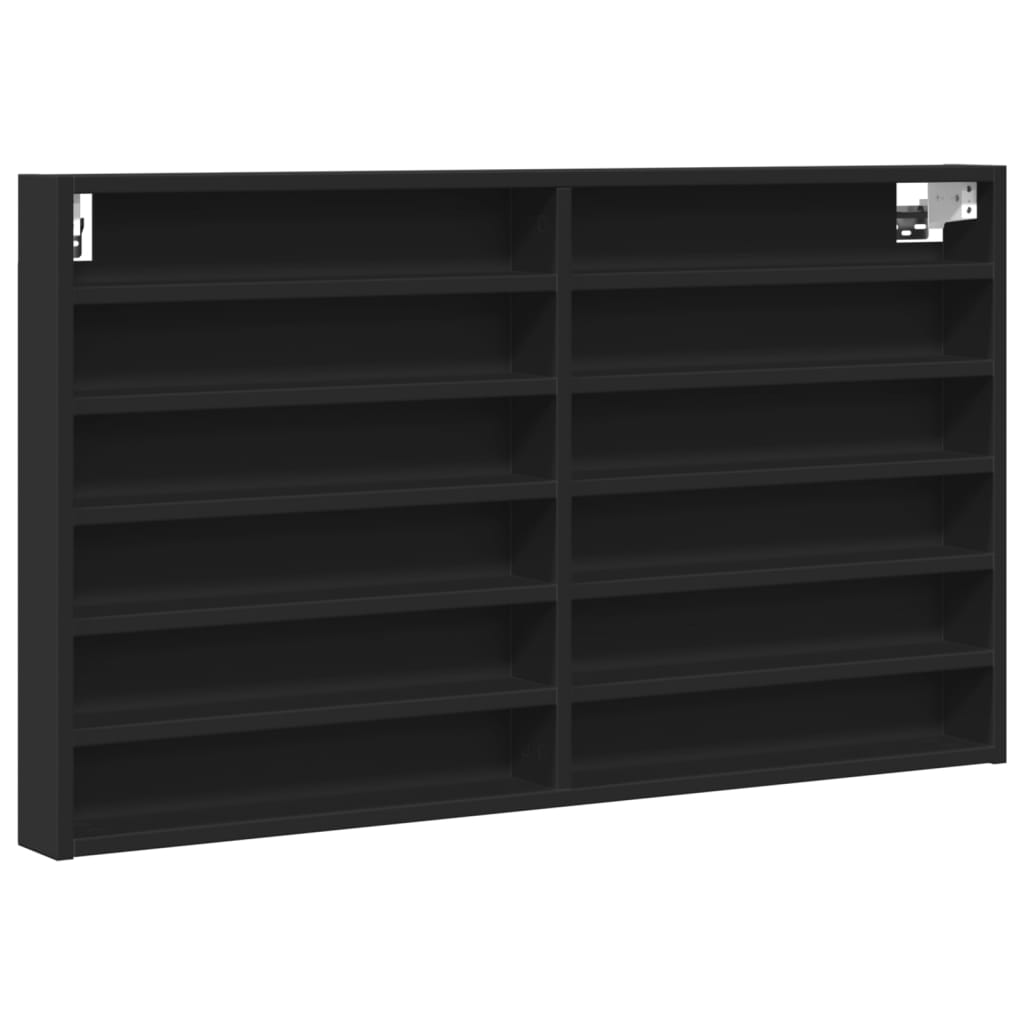 Vitrinekast 100x8,5x58 cm bewerkt hout zwart - AllerleiShop