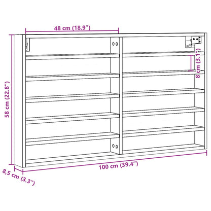 Vitrinekast 100x8,5x58 cm bewerkt hout zwart - AllerleiShop