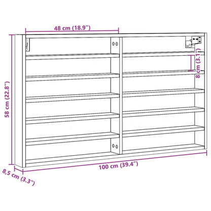 Vitrinekast 100x8,5x58 cm bewerkt hout sonoma eikenkleurig - AllerleiShop