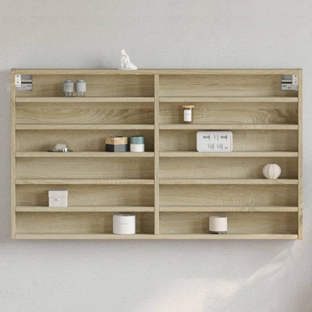 Vitrinekast 100x8,5x58 cm bewerkt hout sonoma eikenkleurig - AllerleiShop