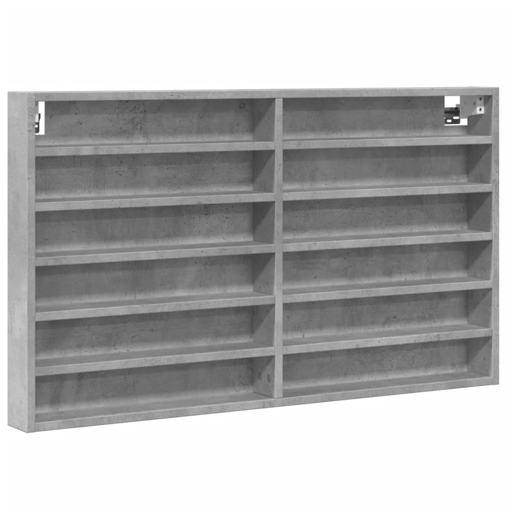 Vitrinekast 100x8,5x58 cm bewerkt hout betongrijs - AllerleiShop