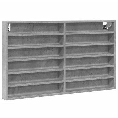 Vitrinekast 100x8,5x58 cm bewerkt hout betongrijs - AllerleiShop