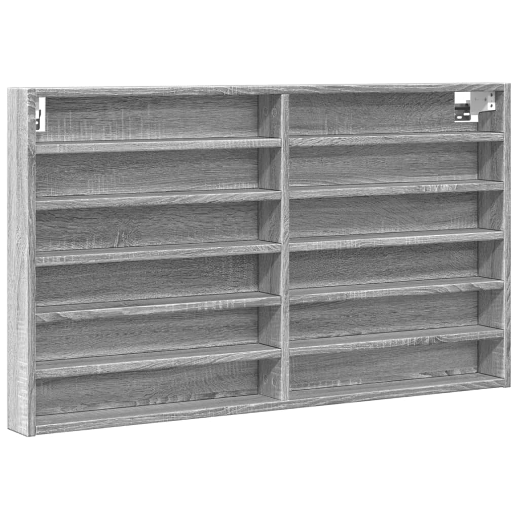 Vitrinekast 100x8,5x58 cm bewerkt hout grijs sonoma eikenkleur - AllerleiShop