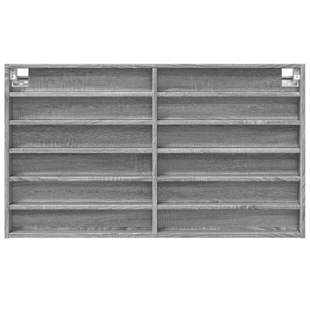 Vitrinekast 100x8,5x58 cm bewerkt hout grijs sonoma eikenkleur - AllerleiShop