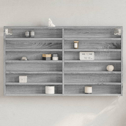 Vitrinekast 100x8,5x58 cm bewerkt hout grijs sonoma eikenkleur - AllerleiShop