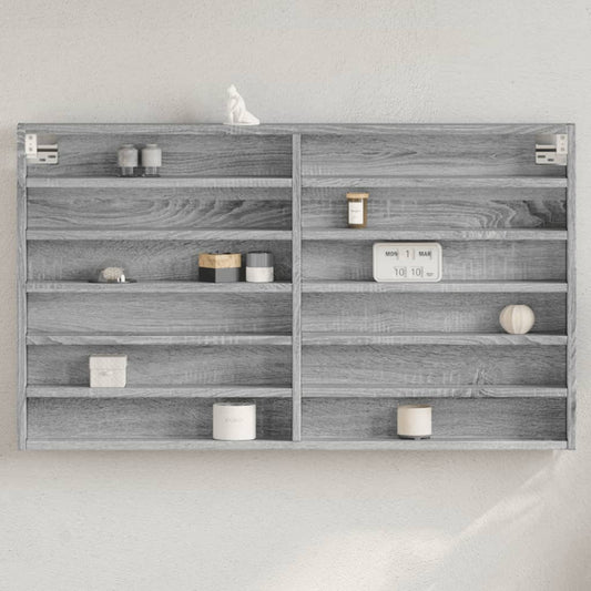 Vitrinekast 100x8,5x58 cm bewerkt hout grijs sonoma eikenkleur - AllerleiShop