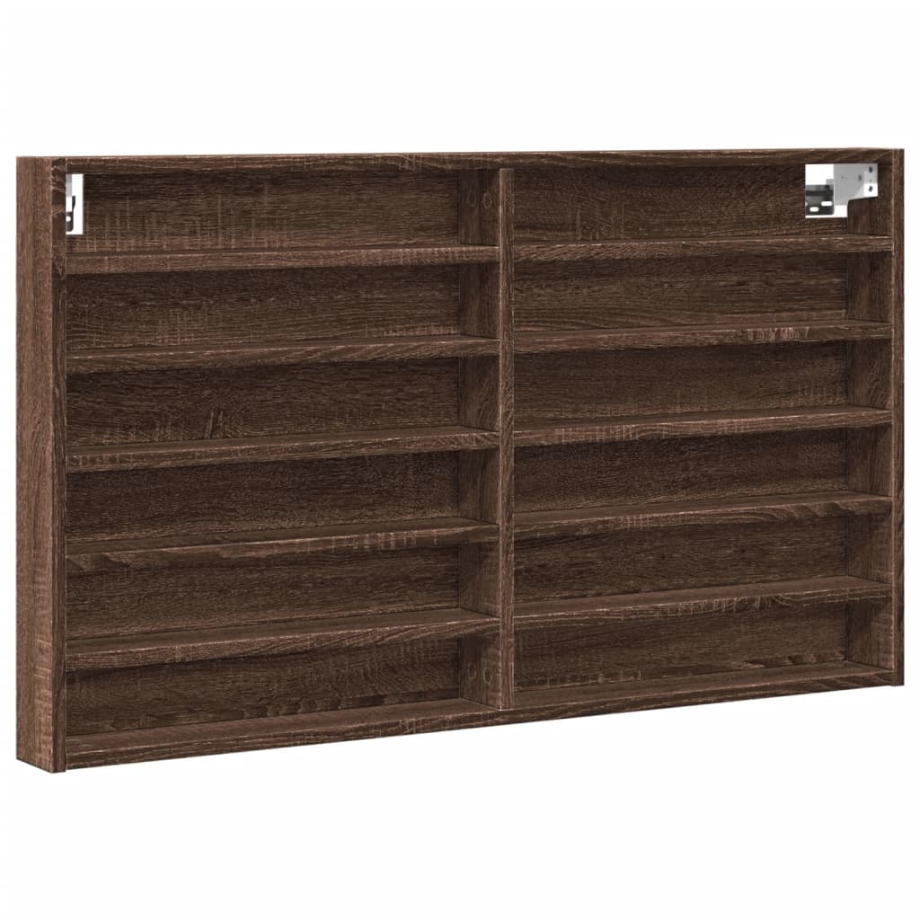 Vitrinekast 100x8,5x58 cm bewerkt hout bruin eikenkleurig - AllerleiShop