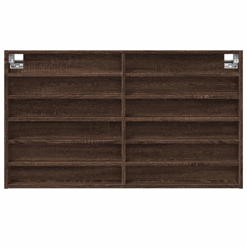 Vitrinekast 100x8,5x58 cm bewerkt hout bruin eikenkleurig - AllerleiShop