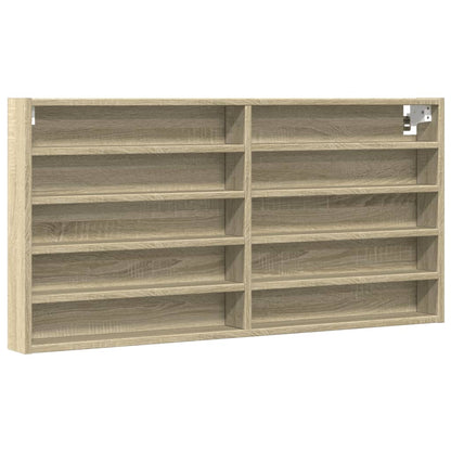 Vitrinekast 100x8,5x50 cm bewerkt hout sonoma eikenkleurig - AllerleiShop