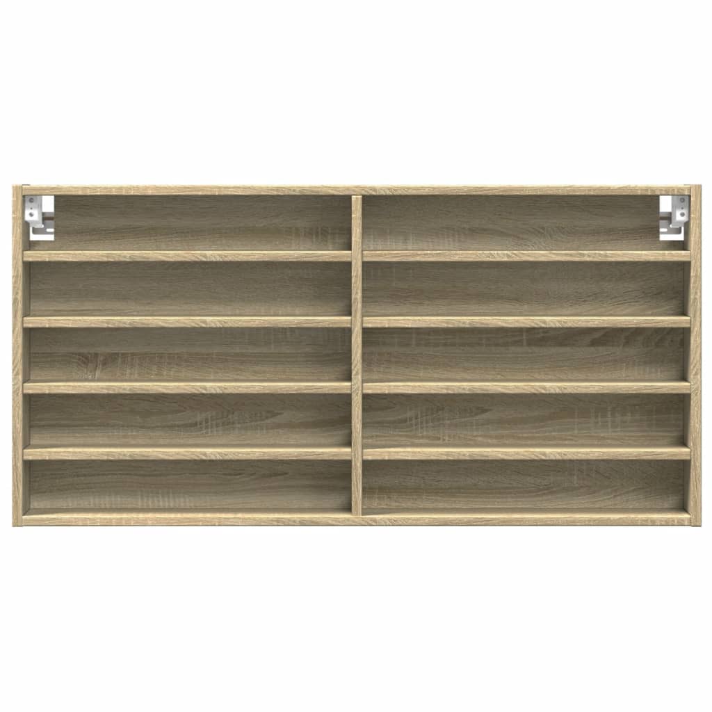 Vitrinekast 100x8,5x50 cm bewerkt hout sonoma eikenkleurig - AllerleiShop