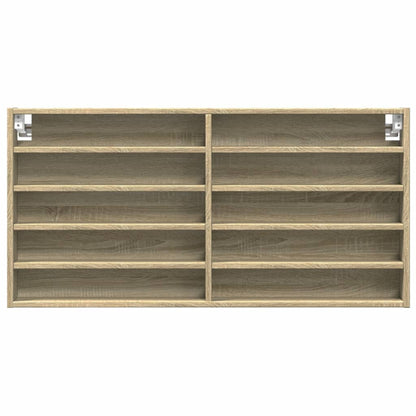 Vitrinekast 100x8,5x50 cm bewerkt hout sonoma eikenkleurig - AllerleiShop