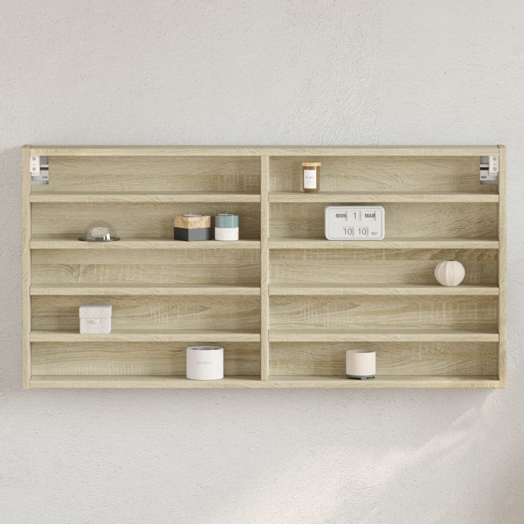 Vitrinekast 100x8,5x50 cm bewerkt hout sonoma eikenkleurig - AllerleiShop