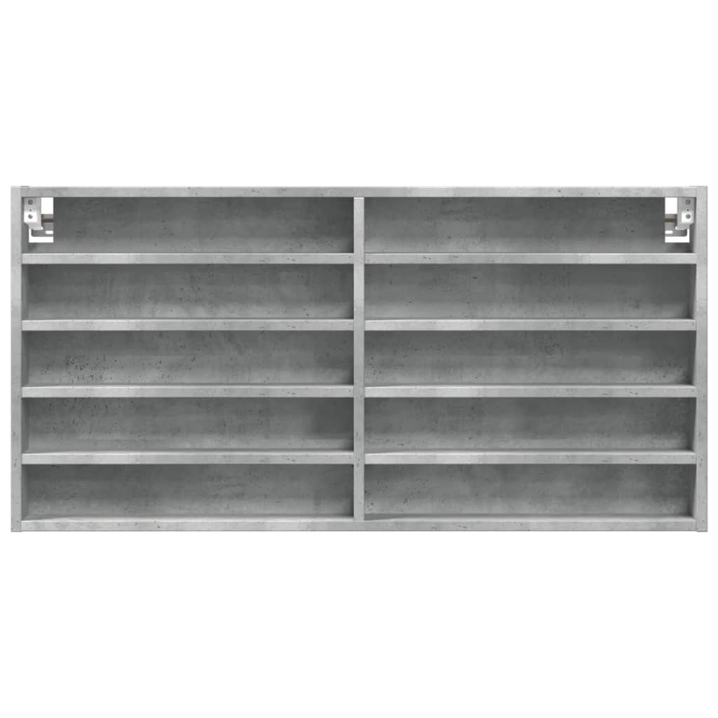 Vitrinekast 100x8,5x50 cm bewerkt hout betongrijs - AllerleiShop