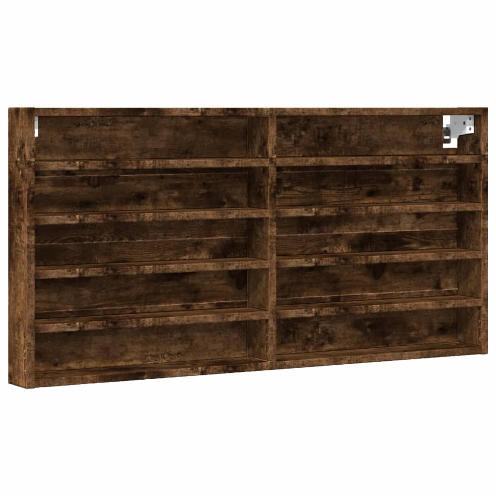 Vitrinekast 100x8,5x50 cm bewerkt hout gerookt eikenkleurig - AllerleiShop