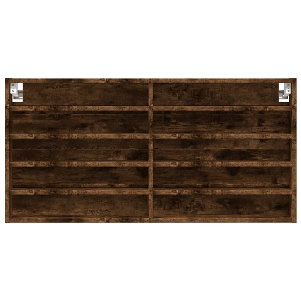 Vitrinekast 100x8,5x50 cm bewerkt hout gerookt eikenkleurig - AllerleiShop