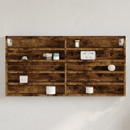 Vitrinekast 100x8,5x50 cm bewerkt hout gerookt eikenkleurig - AllerleiShop