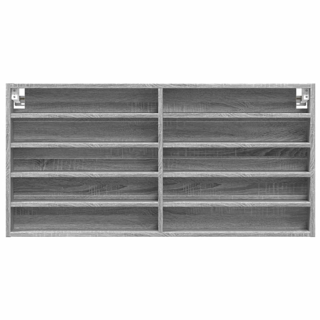 Vitrinekast 100x8,5x50 cm bewerkt hout grijs sonoma eikenkleur - AllerleiShop