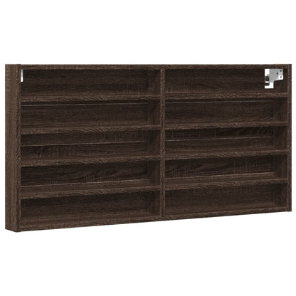 Vitrinekast 100x8,5x50 cm bewerkt hout bruin eikenkleurig - AllerleiShop