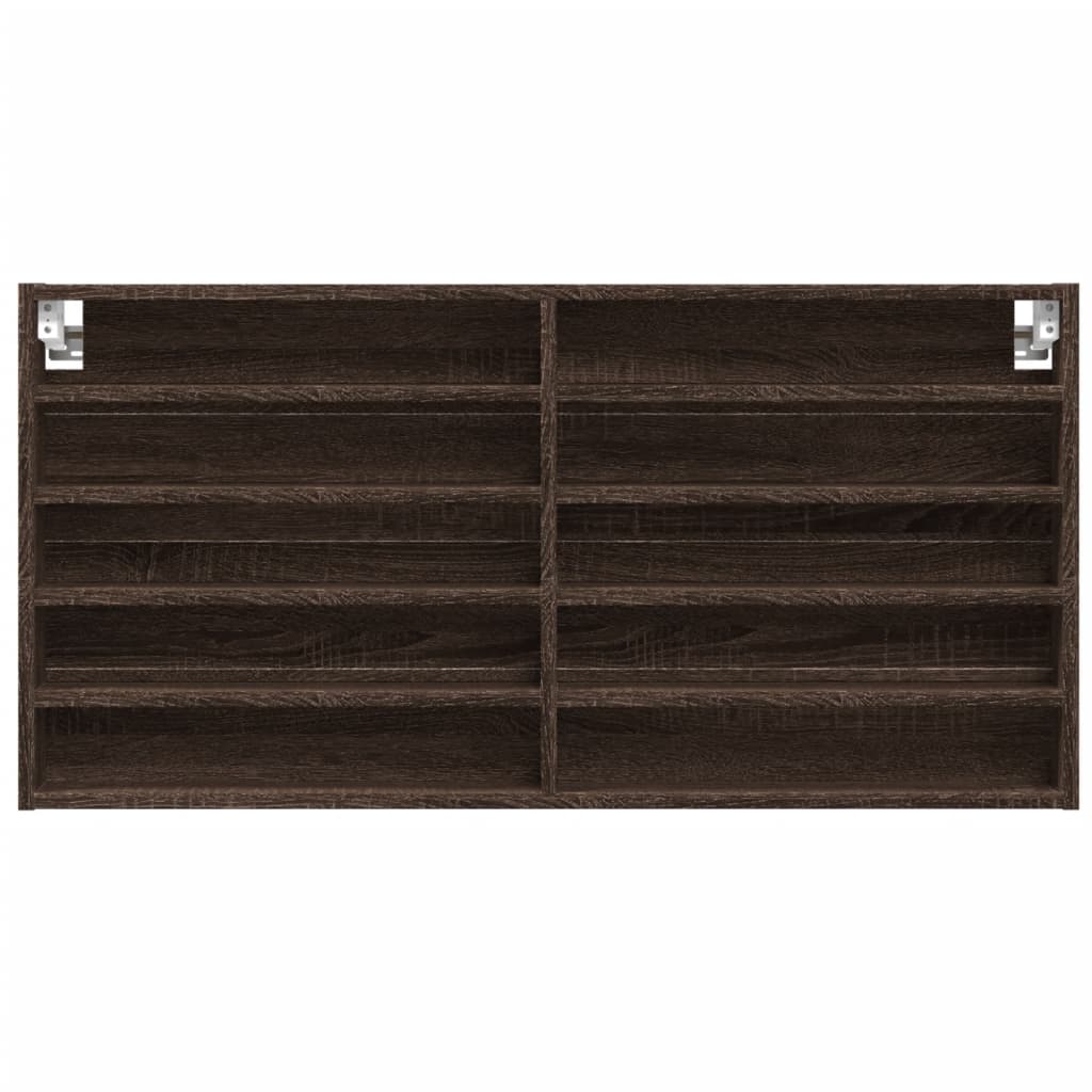 Vitrinekast 100x8,5x50 cm bewerkt hout bruin eikenkleurig - AllerleiShop