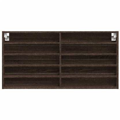 Vitrinekast 100x8,5x50 cm bewerkt hout bruin eikenkleurig - AllerleiShop