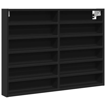 Vitrinekast 80x8,5x58 cm bewerkt hout zwart - AllerleiShop