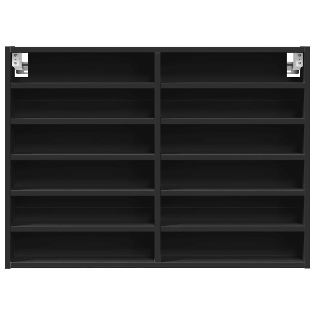 Vitrinekast 80x8,5x58 cm bewerkt hout zwart - AllerleiShop