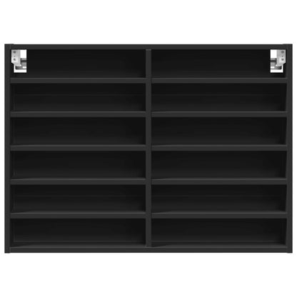 Vitrinekast 80x8,5x58 cm bewerkt hout zwart - AllerleiShop